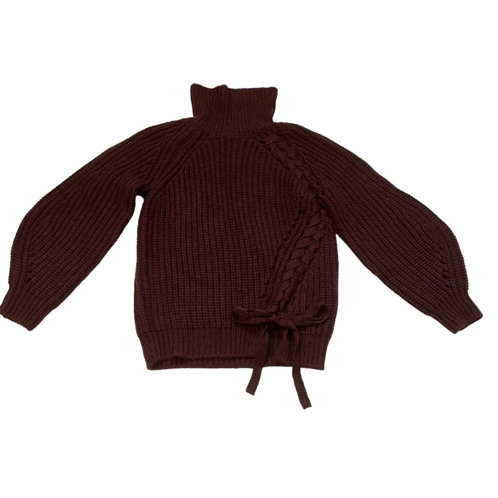 Revolve Brand NBD Tori laced Sweater size XS in Chocolate - Picture 2 of 5